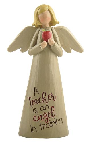 10.5cm Teacher Angel Figurine symbolizing gratitude, perfect gift for educators with intricate details and calming presence.