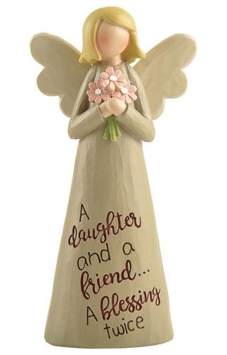 Daughter Angel Figurine, 10.5cm tall, symbolizes a mother's love with intricate details and serene expression, perfect for decor or gifts.