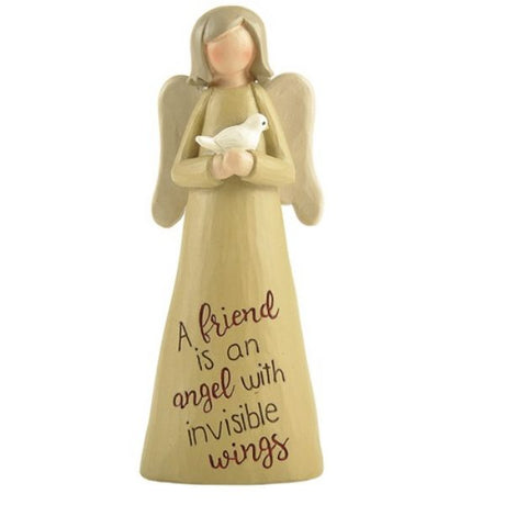 Friend Angel Figurine 10.5cm featuring a dove, symbolizing peace and friendship, perfect for home decor or gifting.