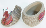 Charming chicken-shaped pin cushion, measuring 8x11x13cm, perfect for organizing pins while enhancing your crafting space.