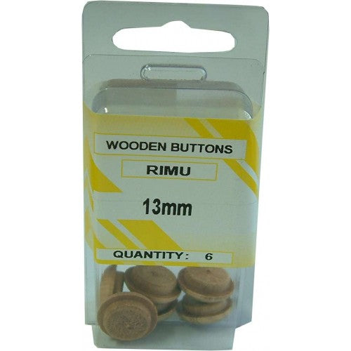 Wooden Pin Buttons Rimu 13mm  6/Pack