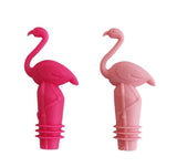 Silicone flamingo wine stoppers in a set of 2, 9cm each, designed to keep wine fresh and add a playful touch.