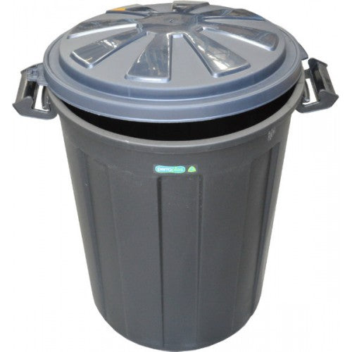 75-litre plastic rubbish bin, durable and efficient for home or office waste management with secure lid and easy mobility.