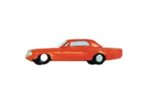 Detailed scale model of a 1960's Ford Mustang, perfect for HO/OO train layouts and vintage dioramas, made from durable PLA.