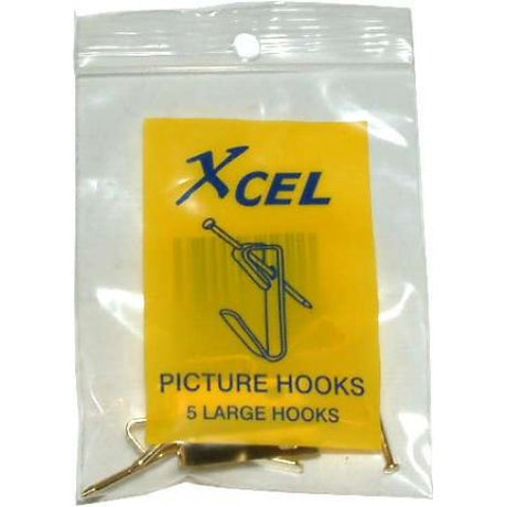 Durable brass-plated steel picture hooks, pack of 180, ideal for securely hanging artworks and mirrors.