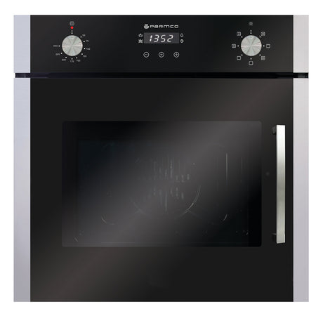 Sleek stainless steel Parmco Side Opening Oven with 7 cooking functions, 56L capacity, and user-friendly electronic timer.