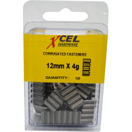 Galvanized 12mm corrugated nails for secure mitred timber joints, ideal for indoor and outdoor woodworking projects.