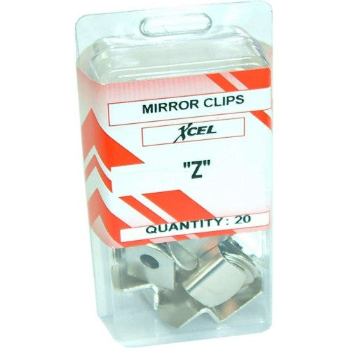 Nickel-plated mini mirror clips for secure mounting behind wooden frames, ideal for stylish home decor projects.