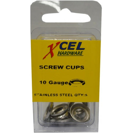 Premium stainless steel mini screw cup washers for 10 gauge screws, ideal for secure surface mounting and corrosion resistance.