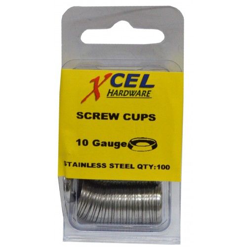 Premium stainless steel mini screw cup washers for 10 gauge screws, 100 pack, ideal for secure surface mounting.