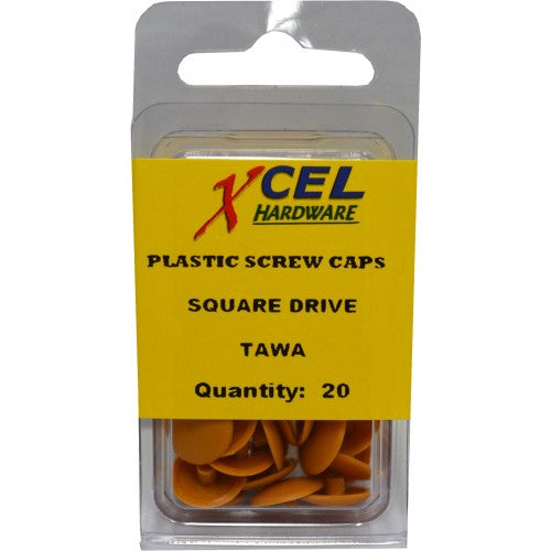 Plastic Square Drive Screw Caps in a 20-pack, designed for 12.5mm screws, providing neat finishes and protection against damage.