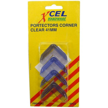 Transparent corner protectors for furniture, 41mm size, self-adhesive, pack of 4, ensuring safety for babies and infants.