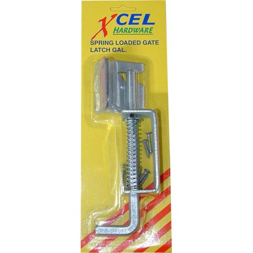 Spring-loaded galvanised latch for gates, ensures security with lane pattern design, suitable for metal and wooden doors, 175mm bolt.