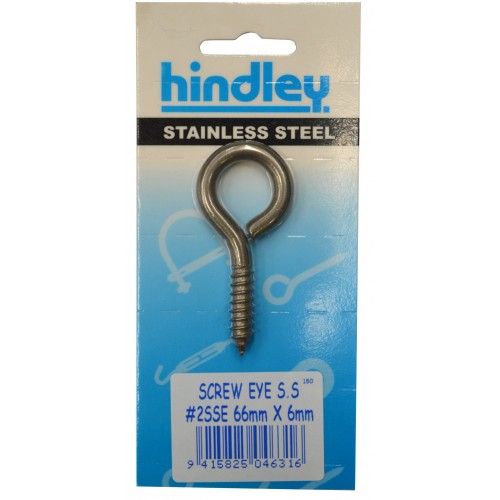 Sturdy Screw Eyes #2sse, 66mm x 6mm, ideal for hanging and support in DIY and professional projects, rust-resistant for longevity.