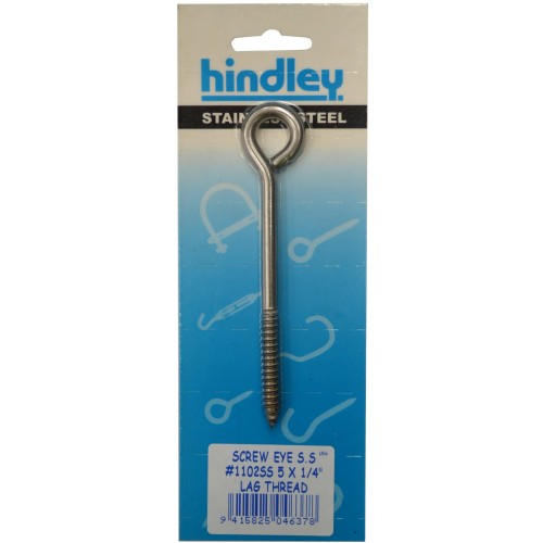 High-quality #1102ss screw eyes with 125mm length, 6mm width, ideal for secure hanging and versatile fastening tasks.