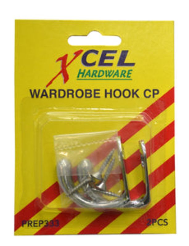 Chrome-plated wardrobe hooks set, perfect for hanging coats, towels, and robes in various settings.