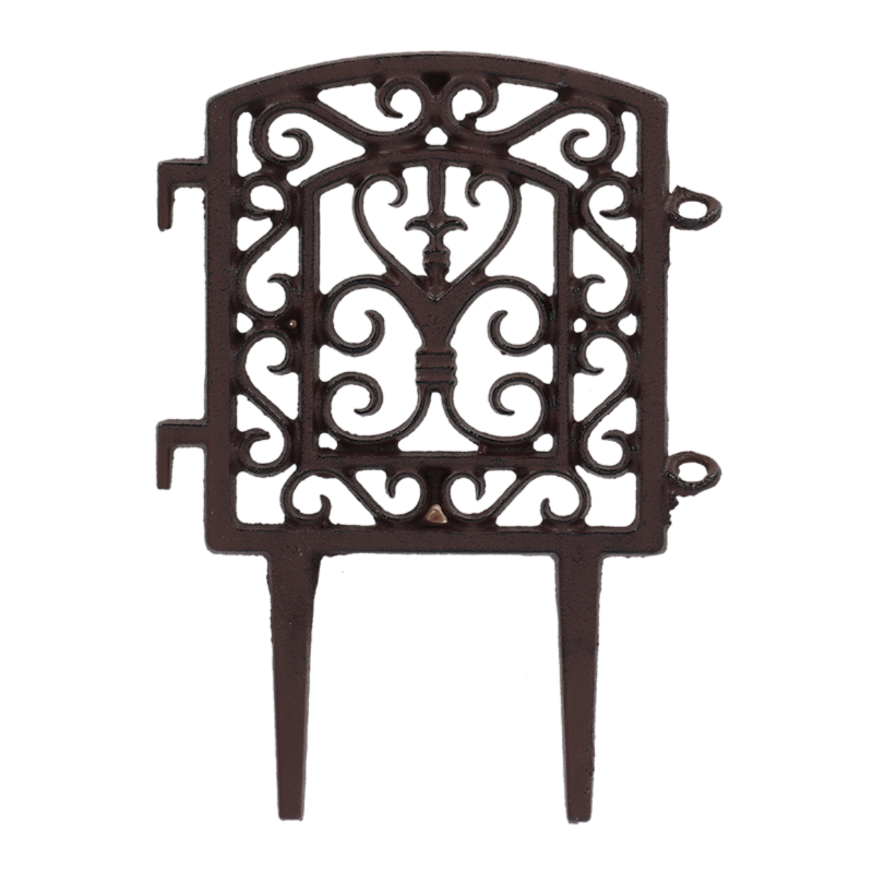 Connectable cast iron lawn fence set of 2, ideal for garden edging and creating defined outdoor spaces.