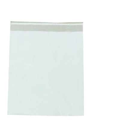 Large plastic postal satchels 600mm x 450mm with 80mm flap, durable and moisture-resistant, packed 250 per carton.