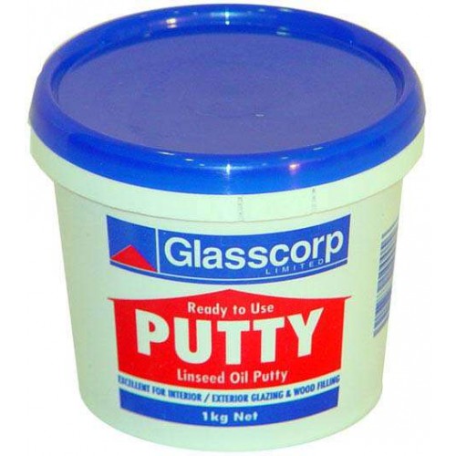 Off-white linseed oil wood putty, 1kg, ideal for primed timber frames, offering durability for interior and exterior use.