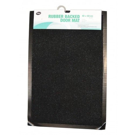 Durable PVC pile door mat with rubber backing, 60 x 40cm, traps dirt and moisture for clean entryways.