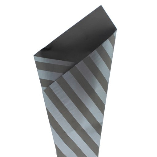 Elegant Pearl Wrap Sheets in Pearl Black and Matte Black Stripes, 60mic, pack of 50, perfect for luxurious gift wrapping.