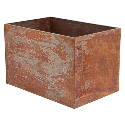 Corten Steel Rectangle Planter in rust color, 60x40x40cm, perfect for flowers and herbs, adds style to any outdoor space.