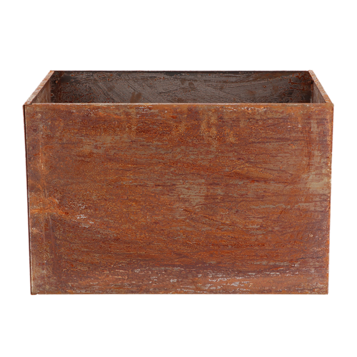 Corten Steel Rectangle S Planter in rust color, 60x40x40cm, perfect for vibrant garden displays and weathering character.