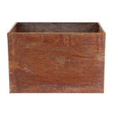 Corten Steel Rectangle S Planter in rust color, 60x40x40cm, perfect for vibrant garden displays and weathering character.