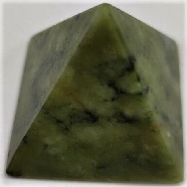 Grey Jade Pyramid (3.8cm) featuring calming properties, ideal for meditation, decor, and enhancing emotional balance.