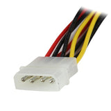 12-inch 4 Pin LP4 to Dual Latching SATA Y Splitter cable for powering two SATA drives from one LP4 connector.