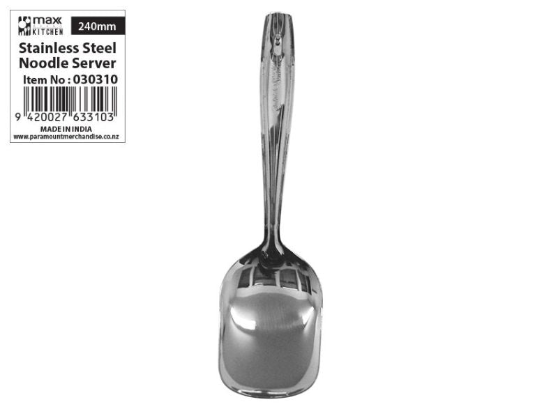Set of 12 stainless steel noodle servers featuring ergonomic design, rust resistance, and ideal for easy serving at any event.