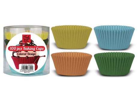 Vibrant 12cm assorted baking cups in packs of 24, perfect for cupcakes and muffins, eco-friendly and oven-safe.