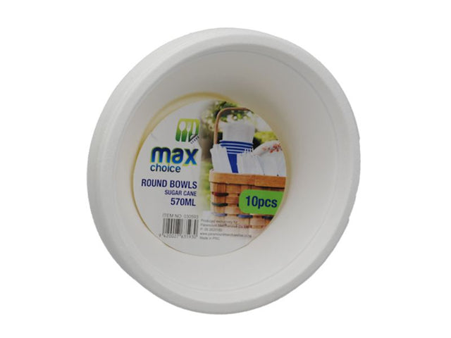 Eco-friendly 570ml bowls in a 10-pack, perfect for takeout, picnics, and minimizing waste. Ideal for sustainable dining.
