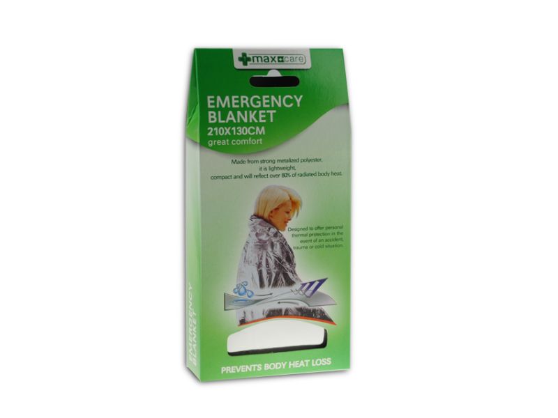Set of 24 emergency blankets, silver, 210 x 130cm, lightweight, reflects 80% body heat for thermal insulation in emergencies.