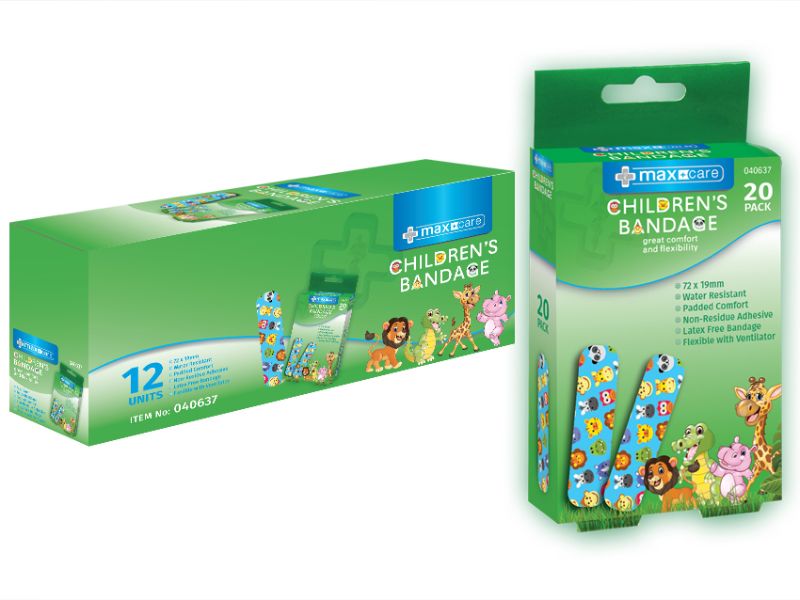 Colorful children's bandages in fun designs, perfect for covering cuts and scrapes with comfort and cheer.