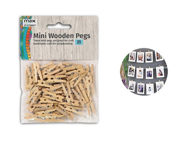 Natural mini wooden pegs (840 pcs) ideal for crafting, scrapbooking, and organizing with rustic charm and eco-friendly design.