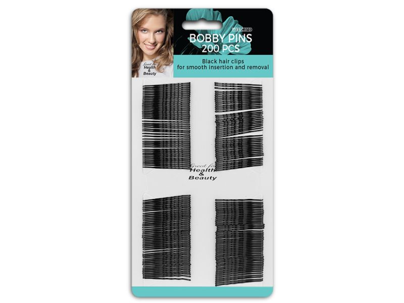 Bulk pack of 2400 MC Black bobby pins for versatile, secure hairstyling with a discreet look, perfect for all hair types.