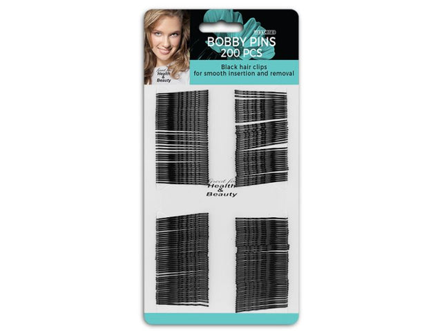 Bulk pack of 2400 MC Black bobby pins for versatile, secure hairstyling with a discreet look, perfect for all hair types.