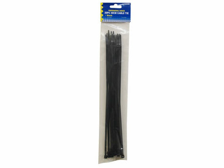 Black cable ties, 30cm long, pack of 480, heavy-duty, ideal for organizing and securing wires indoors and outdoors.