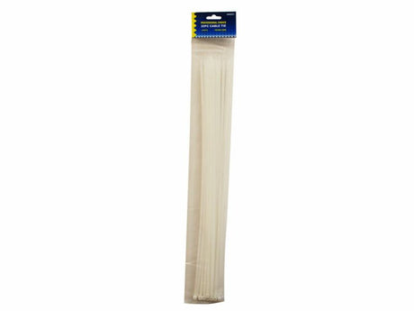 White 50cm cable ties in 24 packs, perfect for organizing and securing wires in home and professional settings.