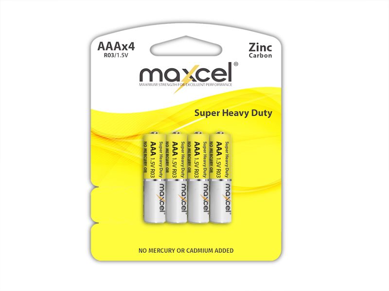 AAA Battery - Maxcel Super Heavy Duty Zinc Carbon (12 Packs)