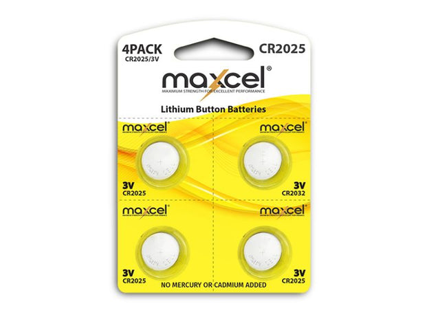 Lithium CR2025 button batteries in a cost-effective 12-pack, ideal for powering watches, remotes, and calculators.