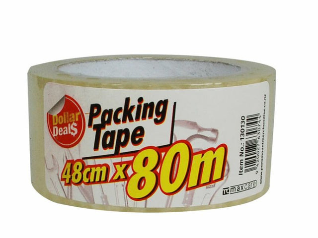 Clear packaging tape set of 6, 48mm x 80m rolls, perfect for secure sealing and professional-looking packaging.