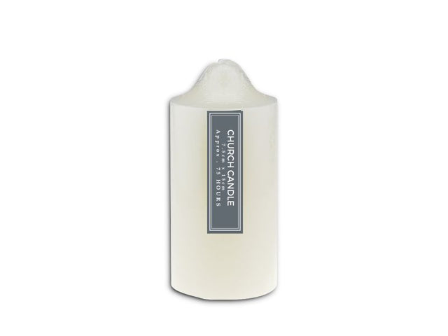 Set of 24 premium 15cm white church candles, offering 75 hours of clean, steady burn for spiritual events and ceremonies.