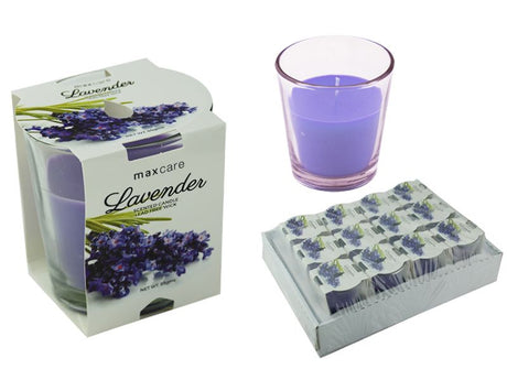 Set of 12 lavender-scented tumbler candles, promoting relaxation and enhancing any decor with a soothing aroma.