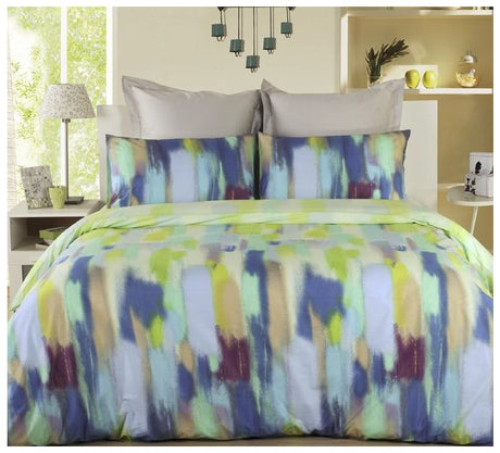 Parker Double Duvet/Quilt Cover Set features soft pastel watercolour design in 100% cotton for a serene bedroom atmosphere.