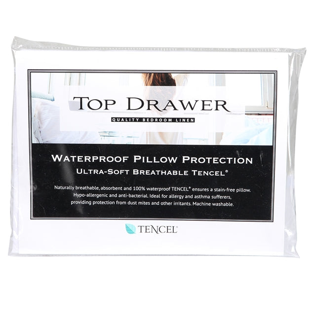 Soft Tencel waterproof pillow protectors in twin pack, fitting standard pillows for ultimate comfort and allergen defense.