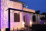 Warm white curtain lights with 600 bulbs, 2M x 6M size, perfect for indoor and outdoor ambiance decoration.