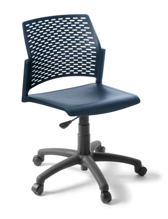 Heavy Duty Navy Swivel Chair with ergonomic design, adjustable height, and durable polypropylene construction for comfort and style.