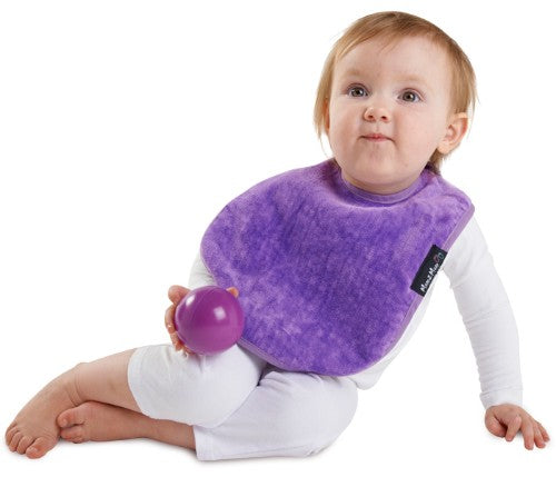 Purple Standard Wonder Bib for babies, 100% cotton, super-absorbent, with water-resistant backing to keep infants clean and dry.